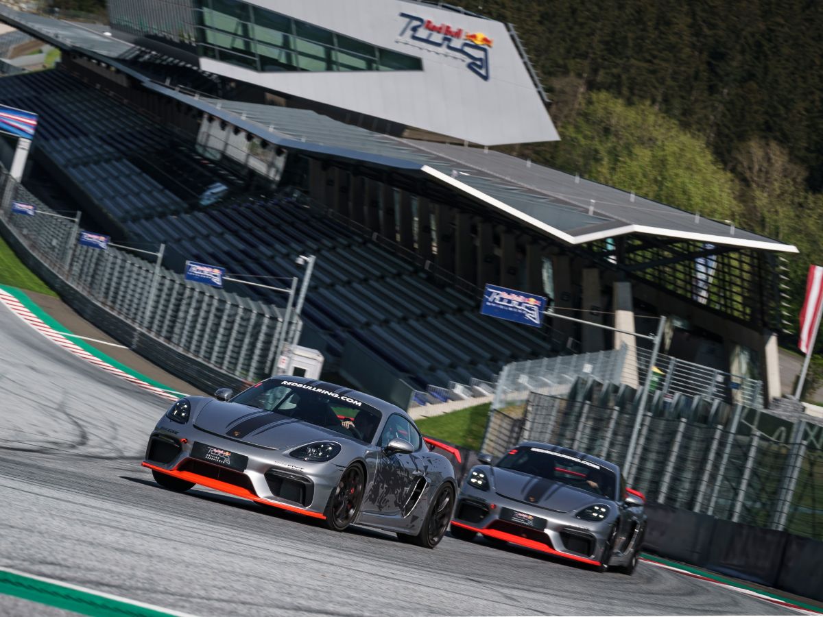 Porsche 718 Cayman GT4 practicing on the race-track