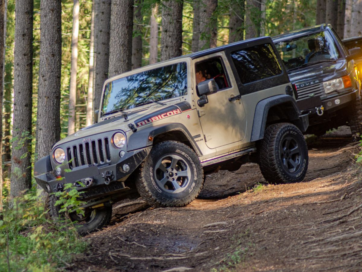 Land Rover Defender in forrest