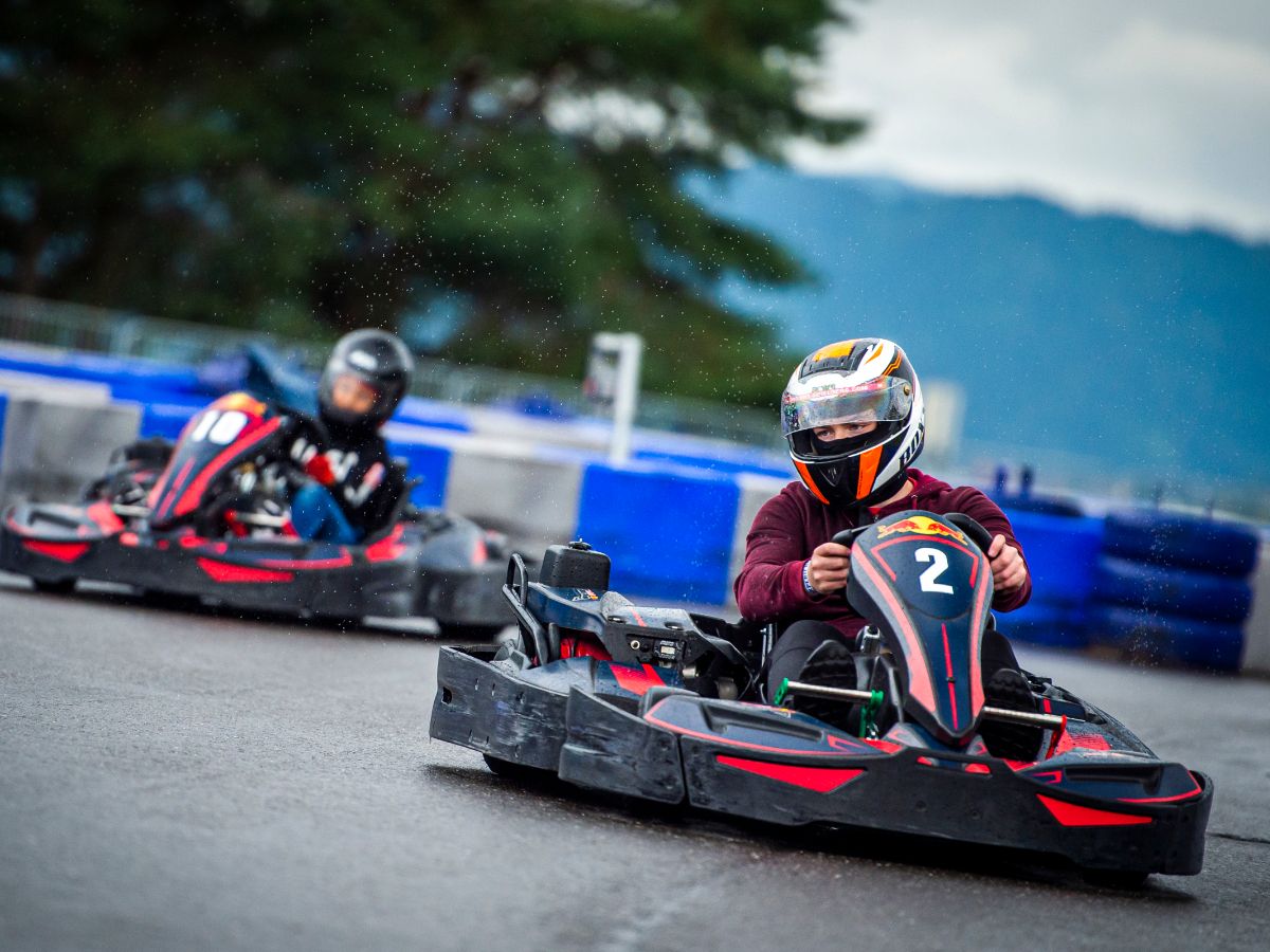 Karts racing on track